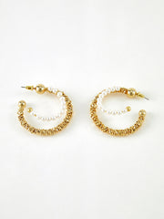 Double Layer Pearl Hoop Earrings