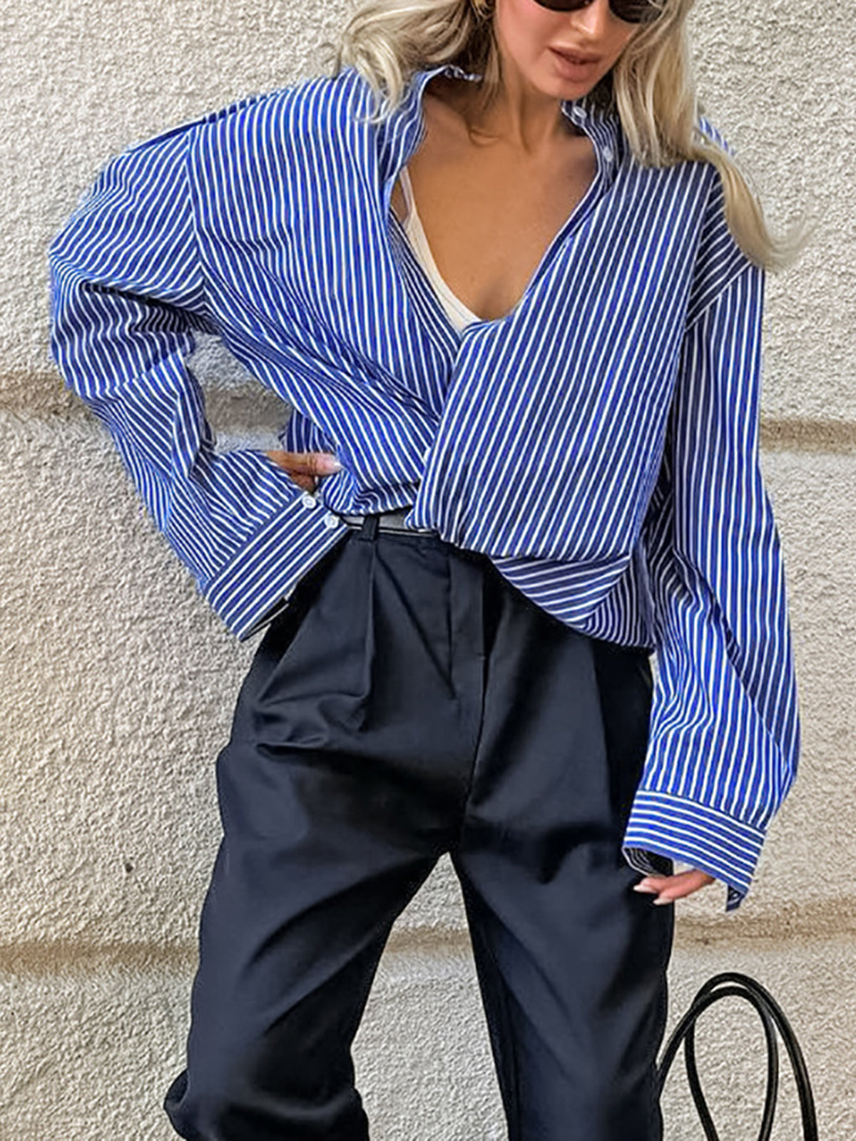 Pinstripe Breasted Loose Shirt