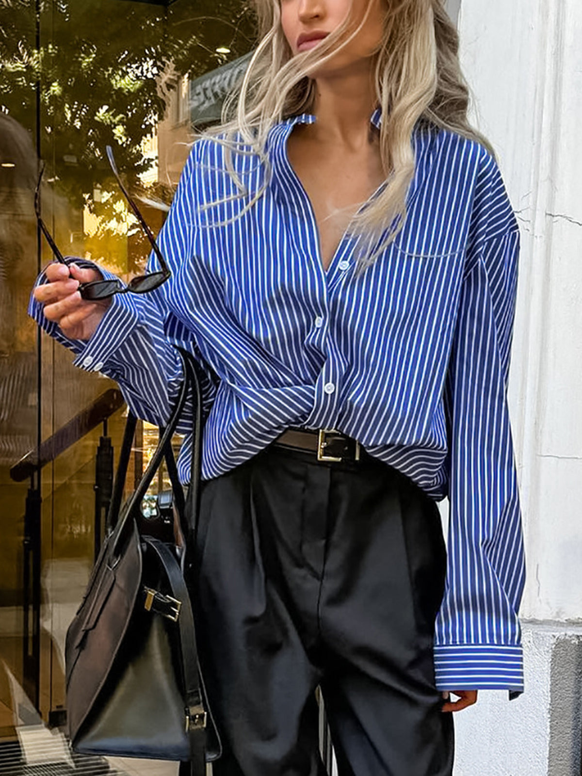 Pinstripe Breasted Loose Shirt