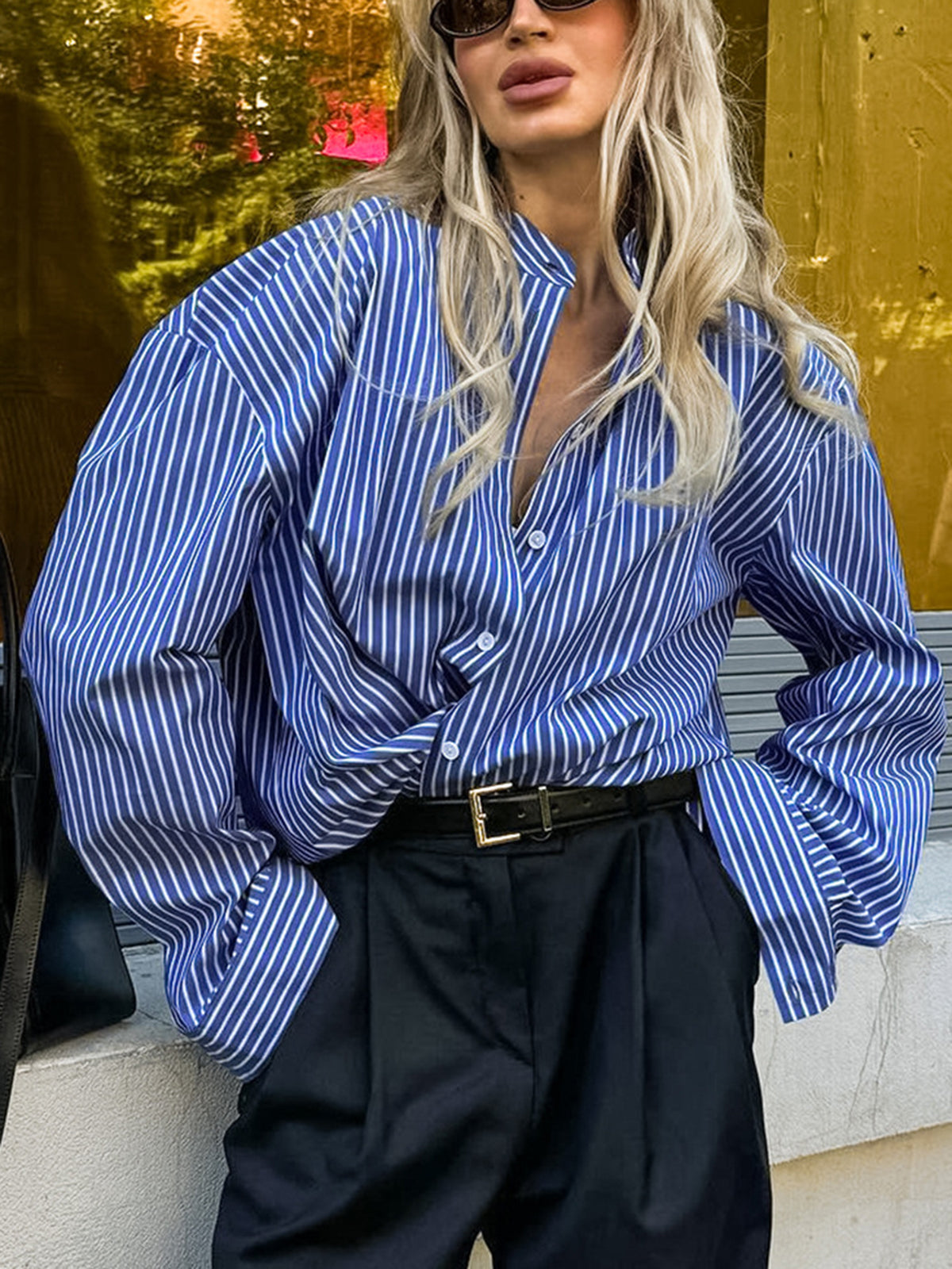 Pinstripe Breasted Loose Shirt