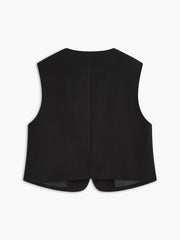 Crew Neck Irregular-Button Vest