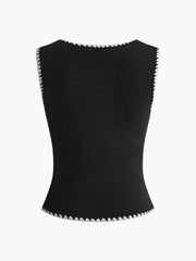 Contrast Trim Bow Sweater Vest