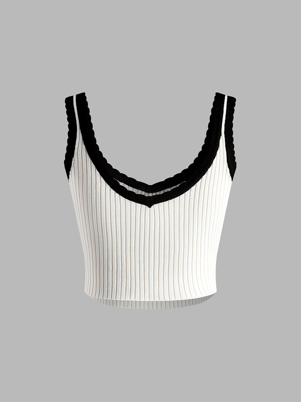 Contrast Trim Bow Crop Sweater Vest