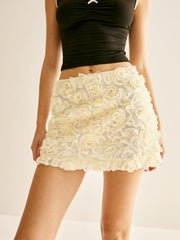 3D Flower Chiffon Mini Skirt