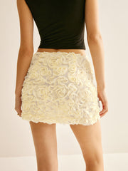 3D Flower Chiffon Mini Skirt