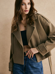 Plain Belted Warm Jacket