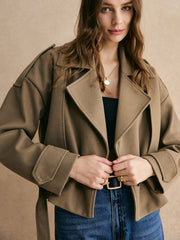 Plain Belted Warm Jacket