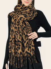 Leopard Printed Tassel Warm Scarf