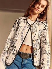 Boheme Printed Piping Winter Coat