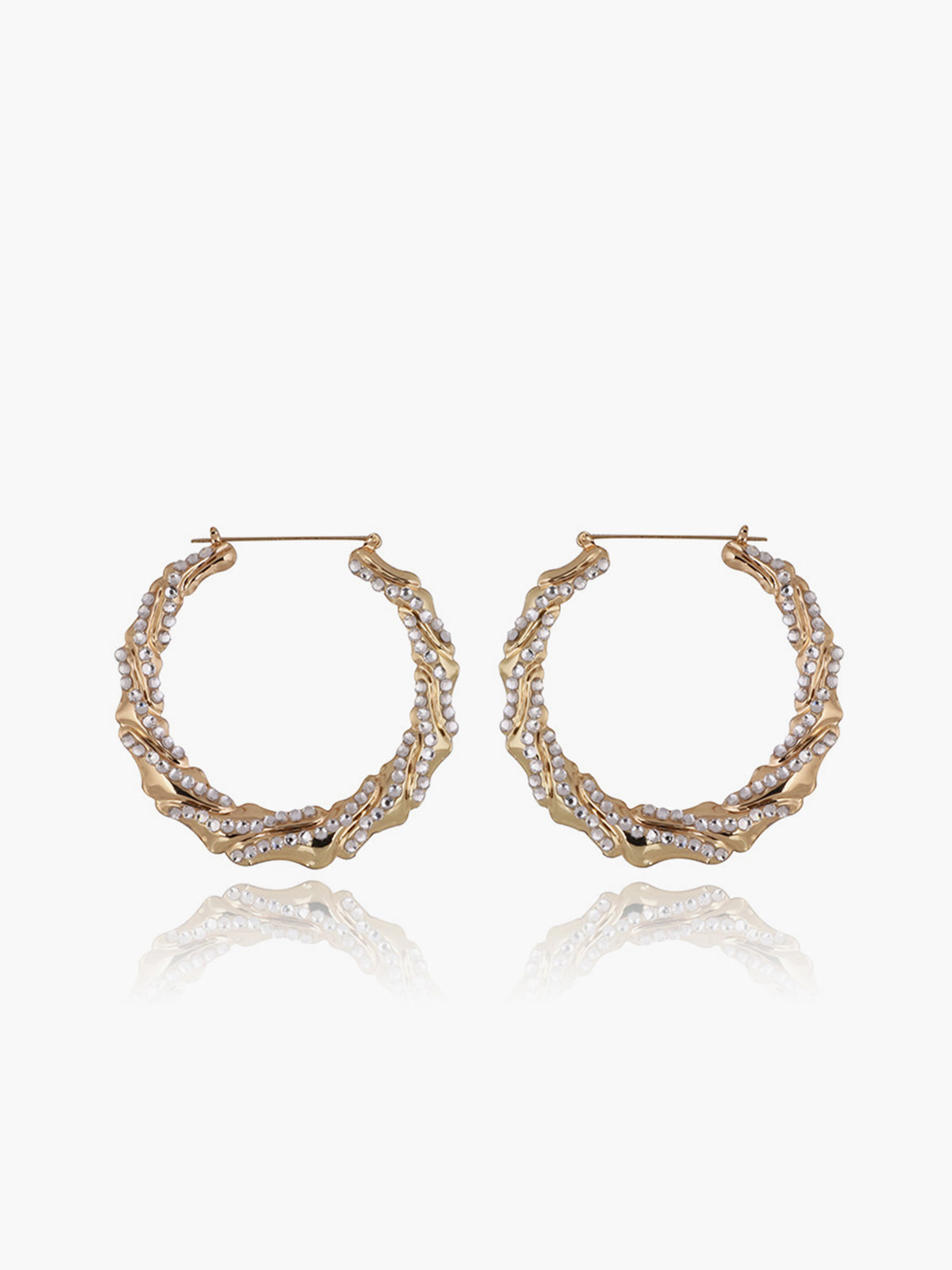 Rhinestone Bamboo Hoop Earrings