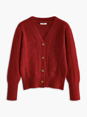 V-Neck Metal Breasted Stretch Cardigan