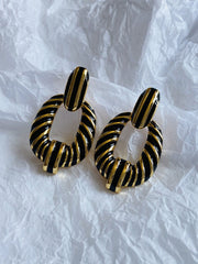 Vintage Croissant Twist Hoop Earrings