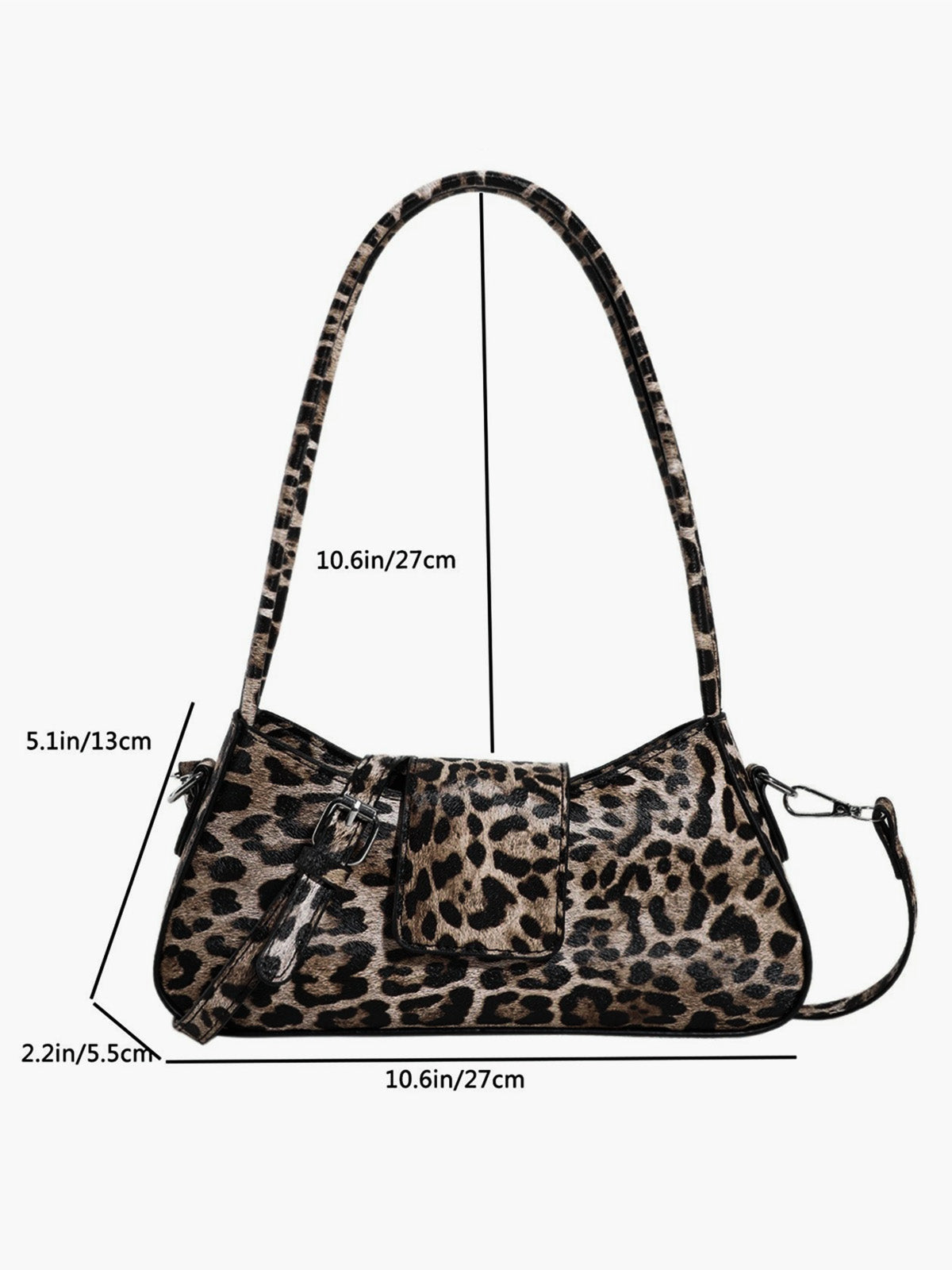 Leopard Printed Buckle Flap Armpit Bag