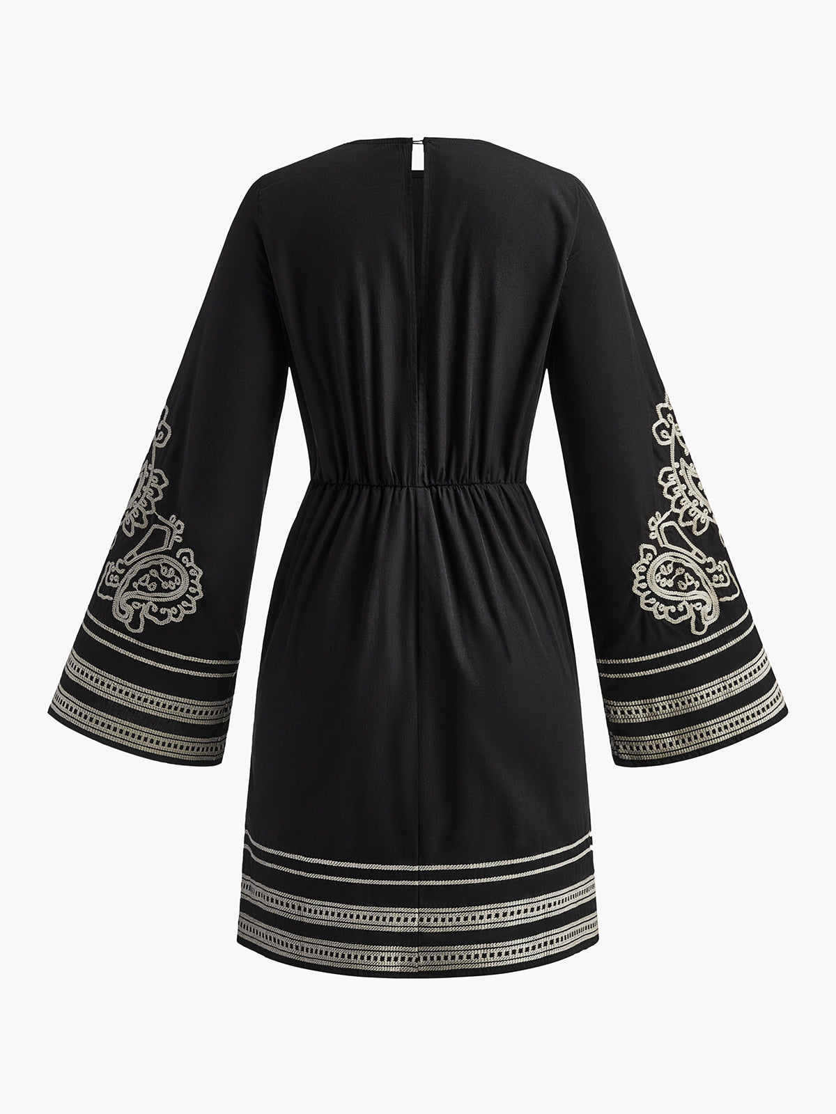 Delicate Embroidery Bell Sleeve Short Dress