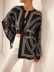 Boheme Printed Breasted Satin Shirt