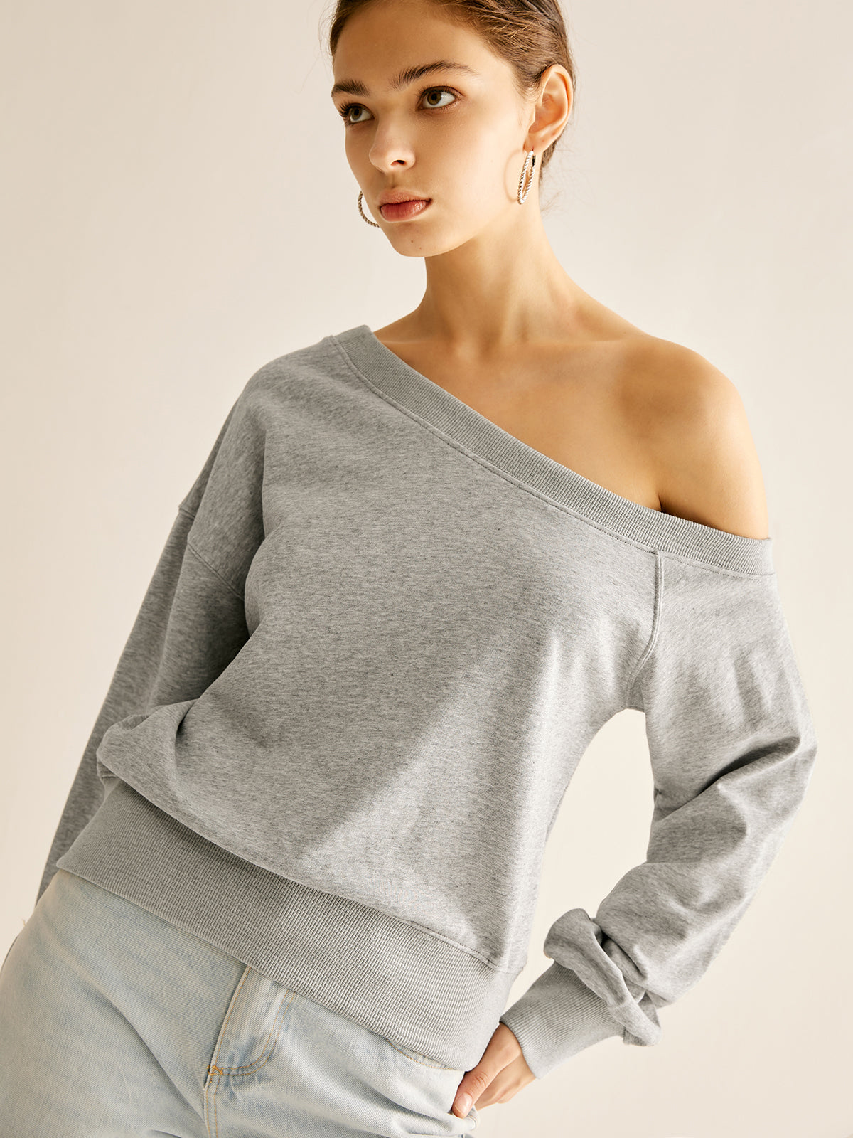 Asymmetrical Cold Shoulder Sweatshirt