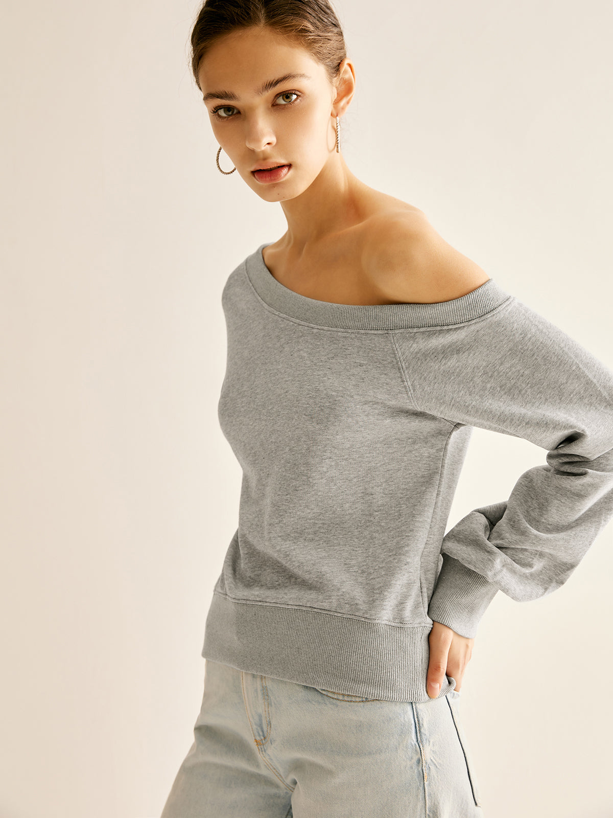 Asymmetrical Cold Shoulder Sweatshirt