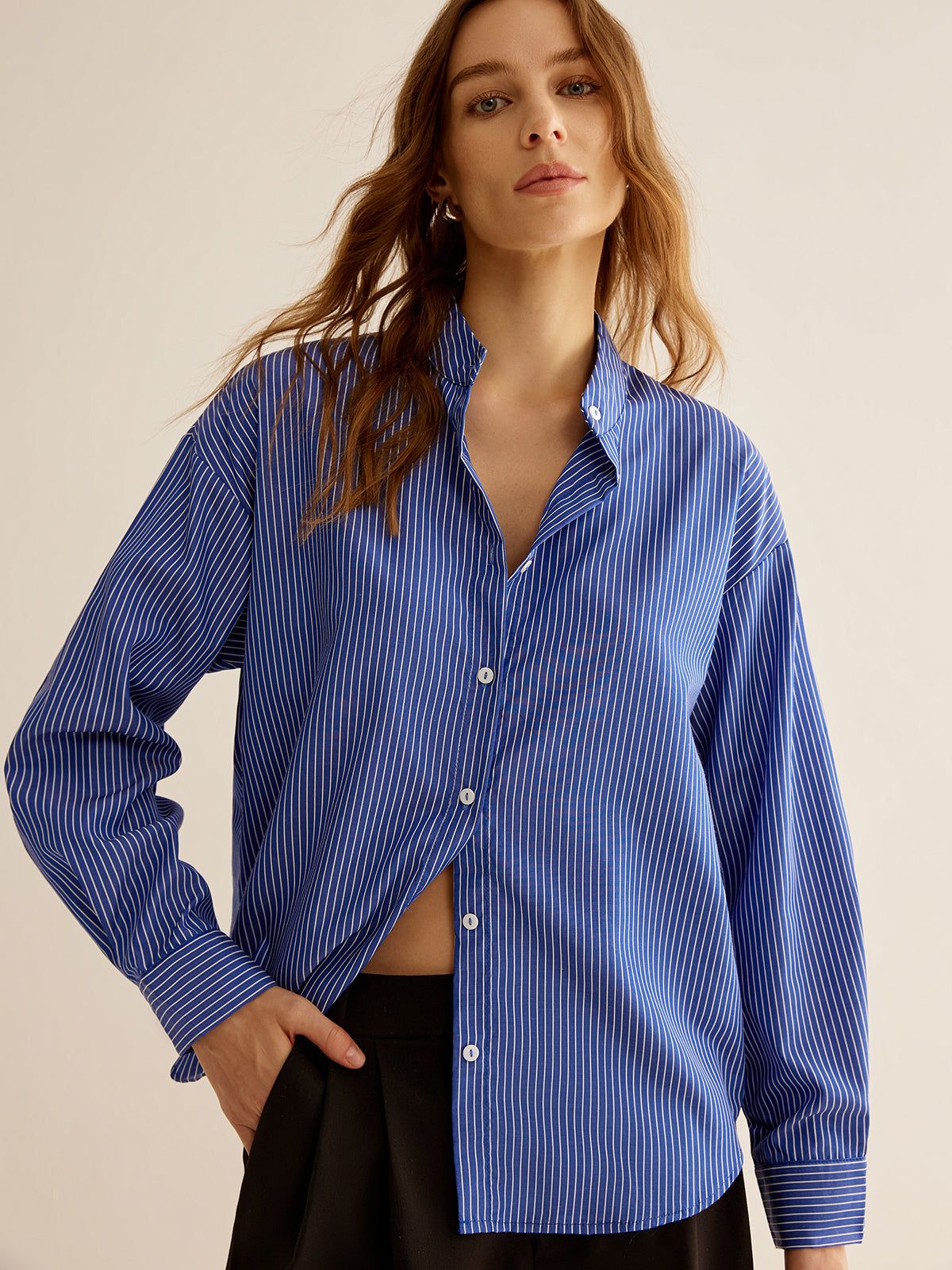 Pinstripe Breasted Loose Shirt