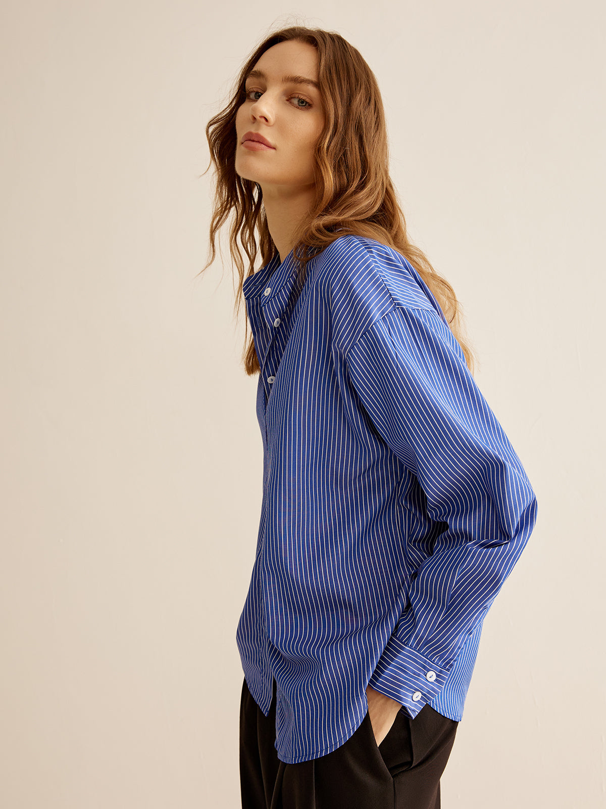 Pinstripe Breasted Loose Shirt