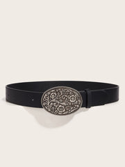 Vintage Floral-Oval Buckle Belt