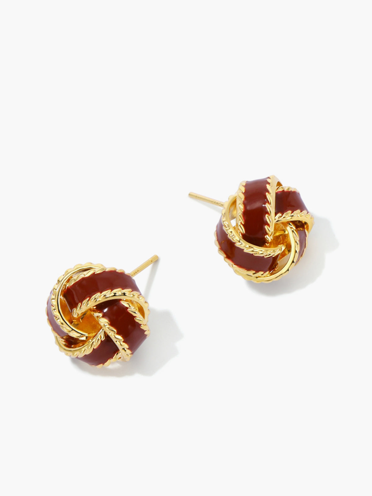 Vintage Dripped Glaze Knotted Hoop Stud Earrings