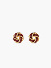 Vintage Dripped Glaze Knotted Hoop Stud Earrings