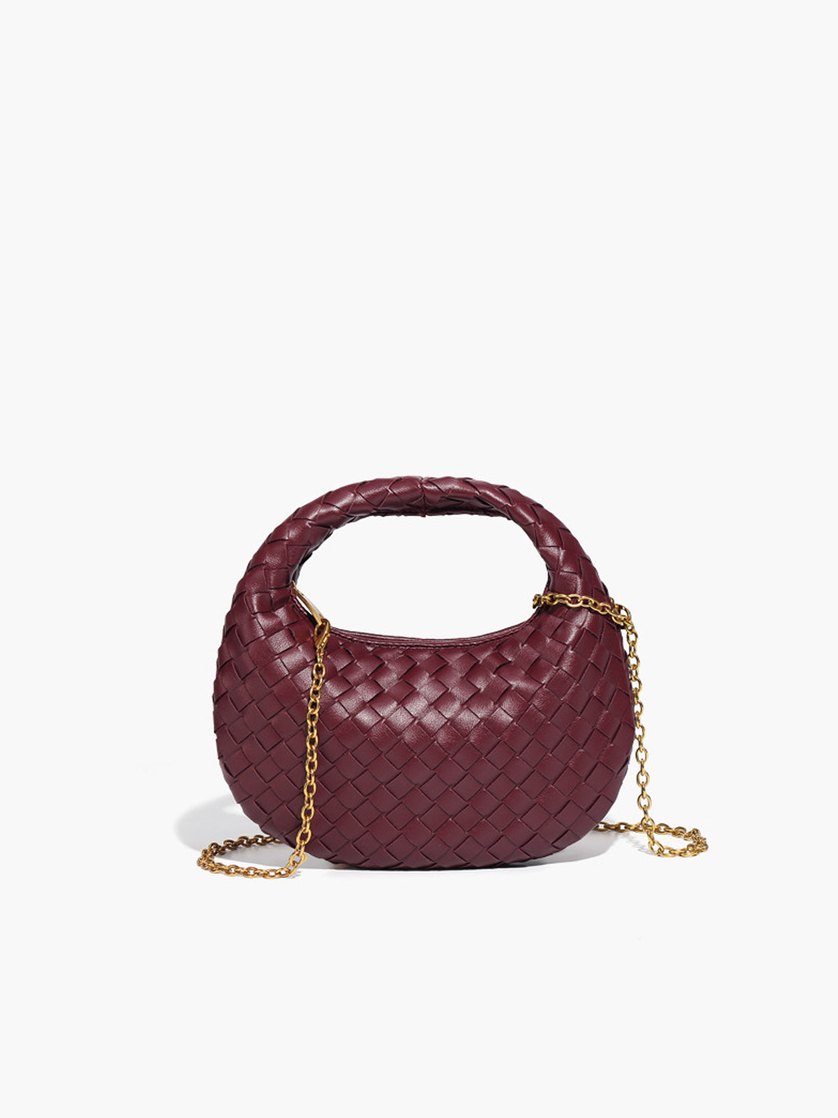 Rounded Woven Zipper Handbag