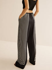 Geometric Pinstripe Satin Pants