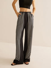 Geometric Pinstripe Satin Pants