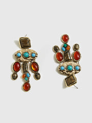 Baroque Colorful Gemstones Pendant Earrings