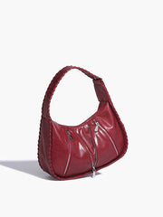 Soft-Buckle Zip-Decor Armpit Bag