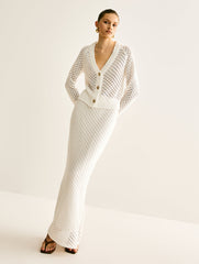 Hollow Lined Maxi Skirt Set