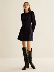 Crew Neck Breasted Slim Dress