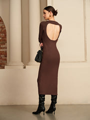 Open Back Sweater Dress Without Belt