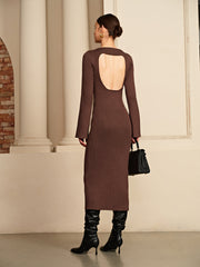 Open Back Sweater Dress Without Belt