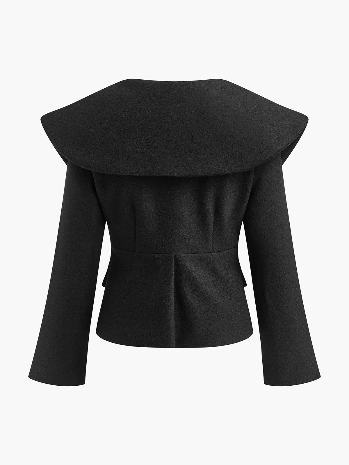 Oversized-Collar Slim Zipper Blazer