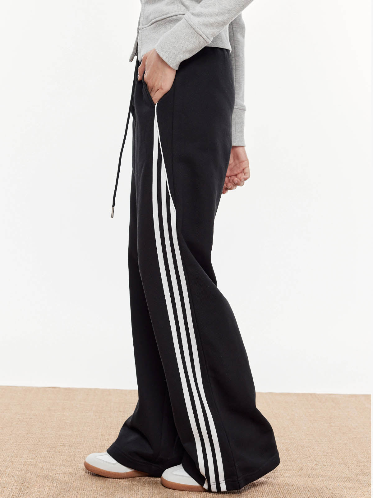 Striped Patchwork Elastic Waist Pants