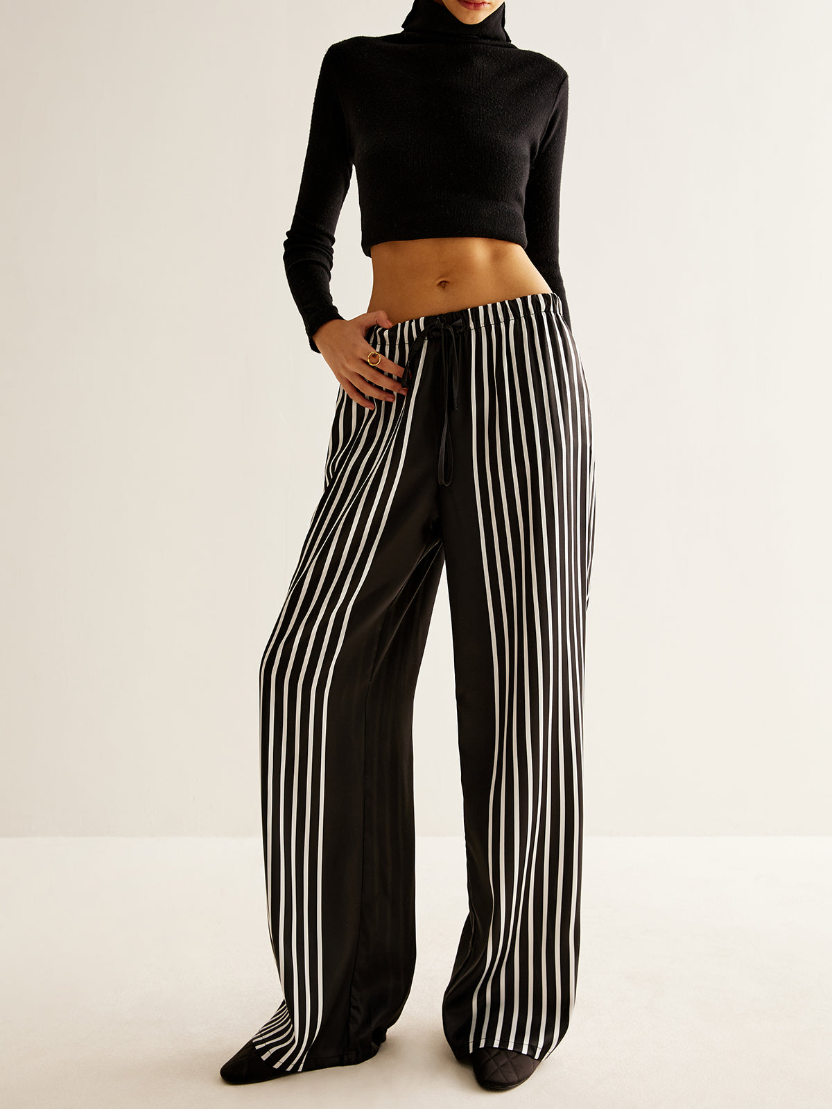 Color Block Pinstripe Lapel Pants Set