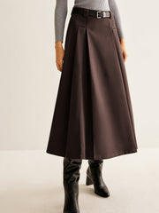 Utility Pleated Belted Skirt