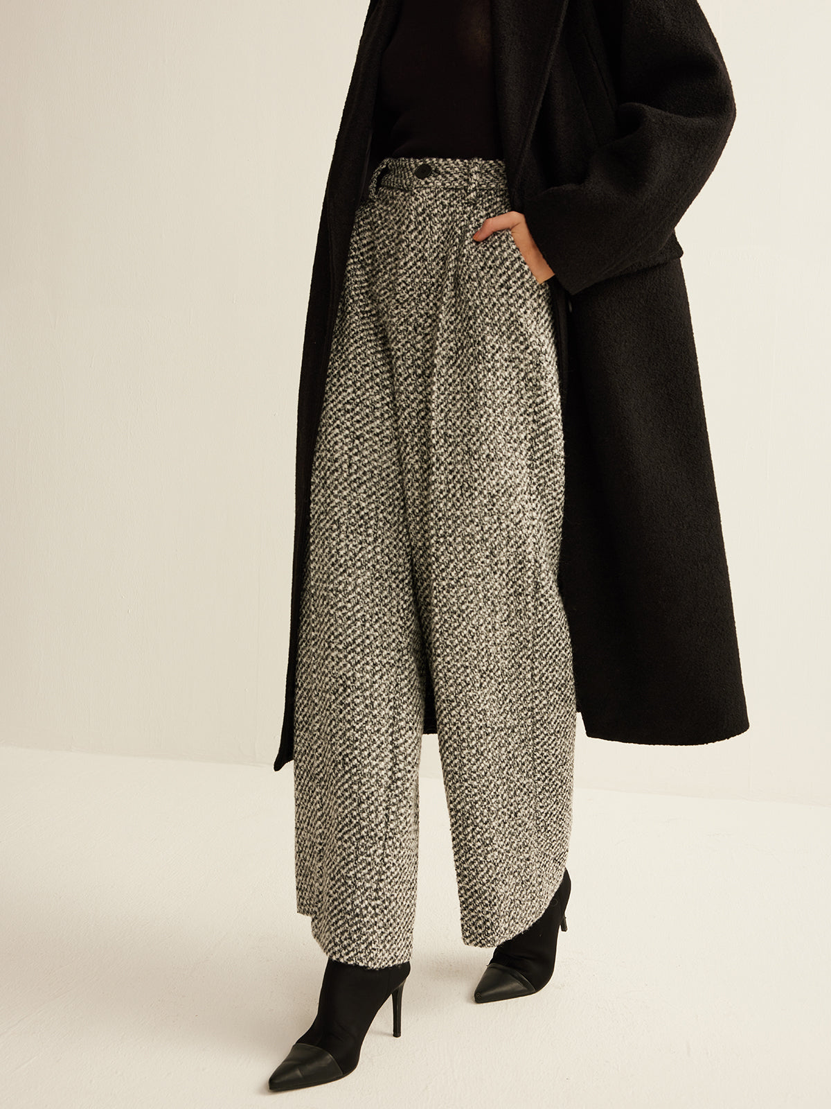 Wool-Blend Tweed Pants