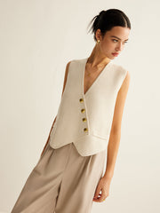 Asymmetrical Button Sweater Vest