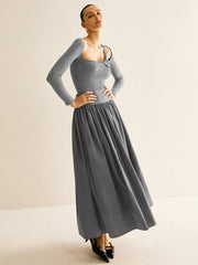 Asymmetrical Chic Panel Pleated Dress