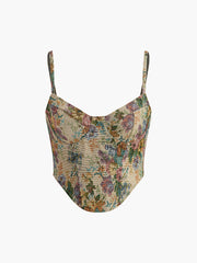 Retro Floral Printed Corset