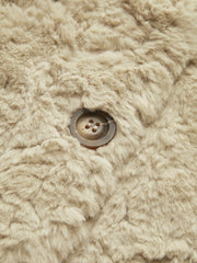 Minky V-Neck Breasted Faux Fur Coat