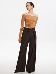 Pleated Wide-Leg Pants With Belt