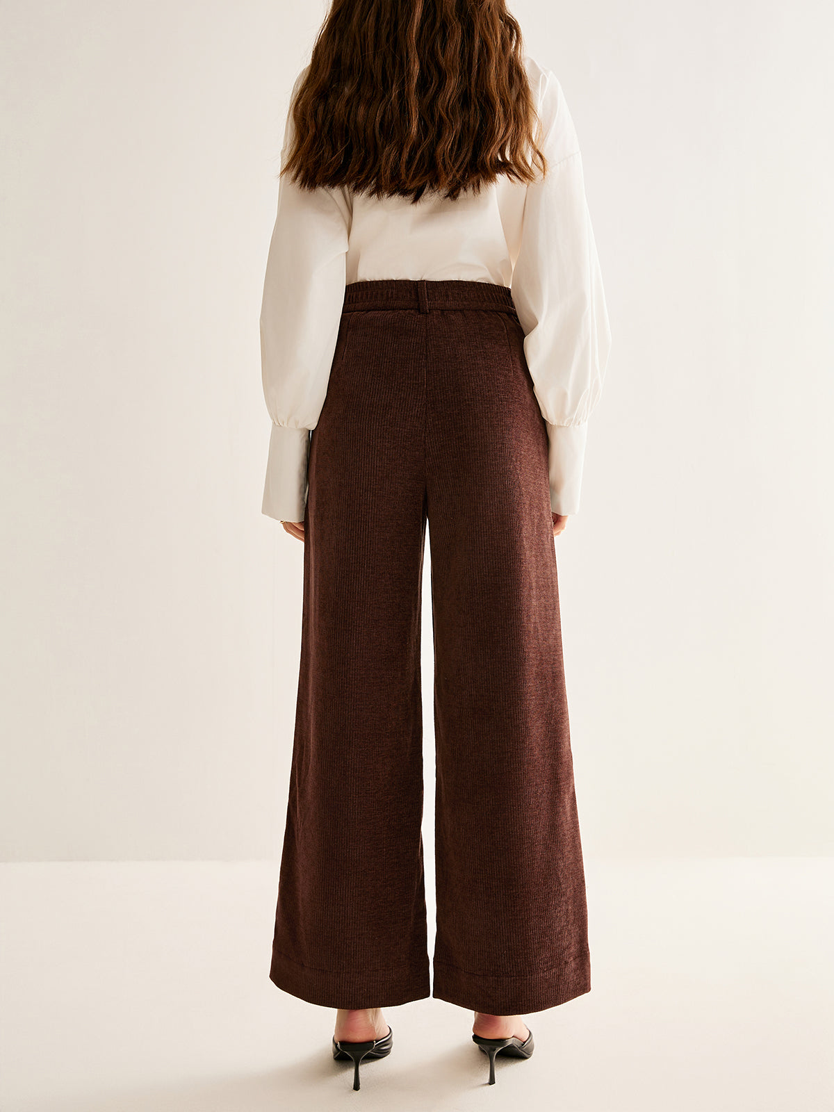 Corduroy Wide-Leg Pants Without Belt