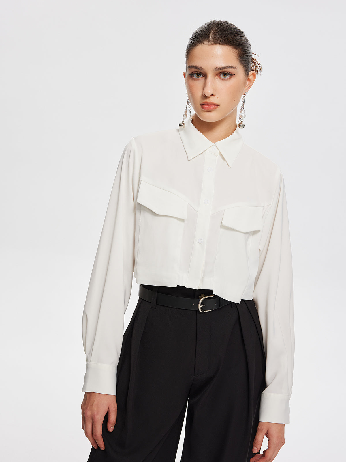 Fair And Square Collared Crop Shirt