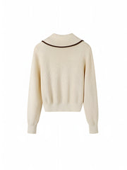 Elegant Contrast Trim Zipper Cardigan
