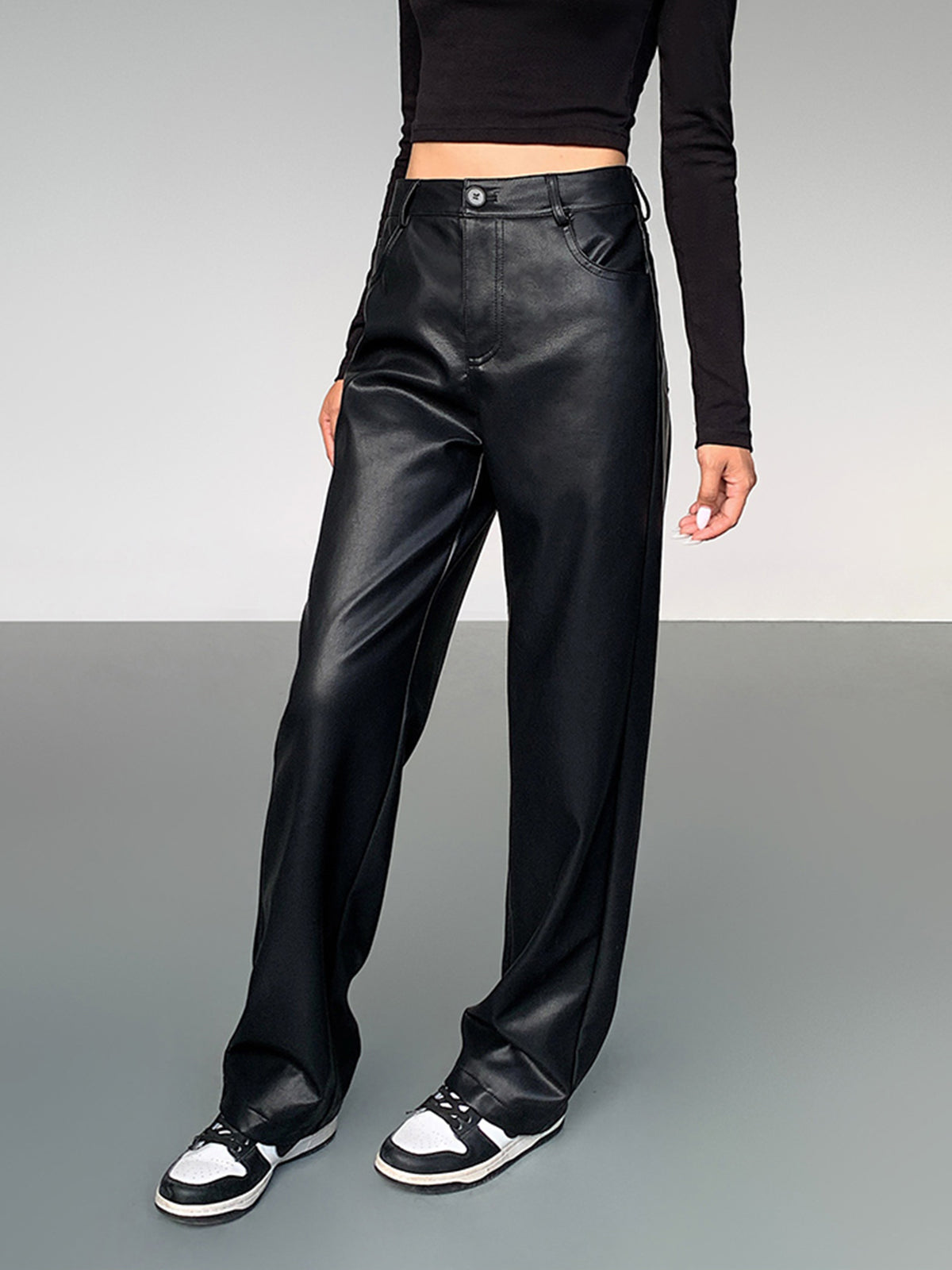 High-Waist Faux Leather Pants