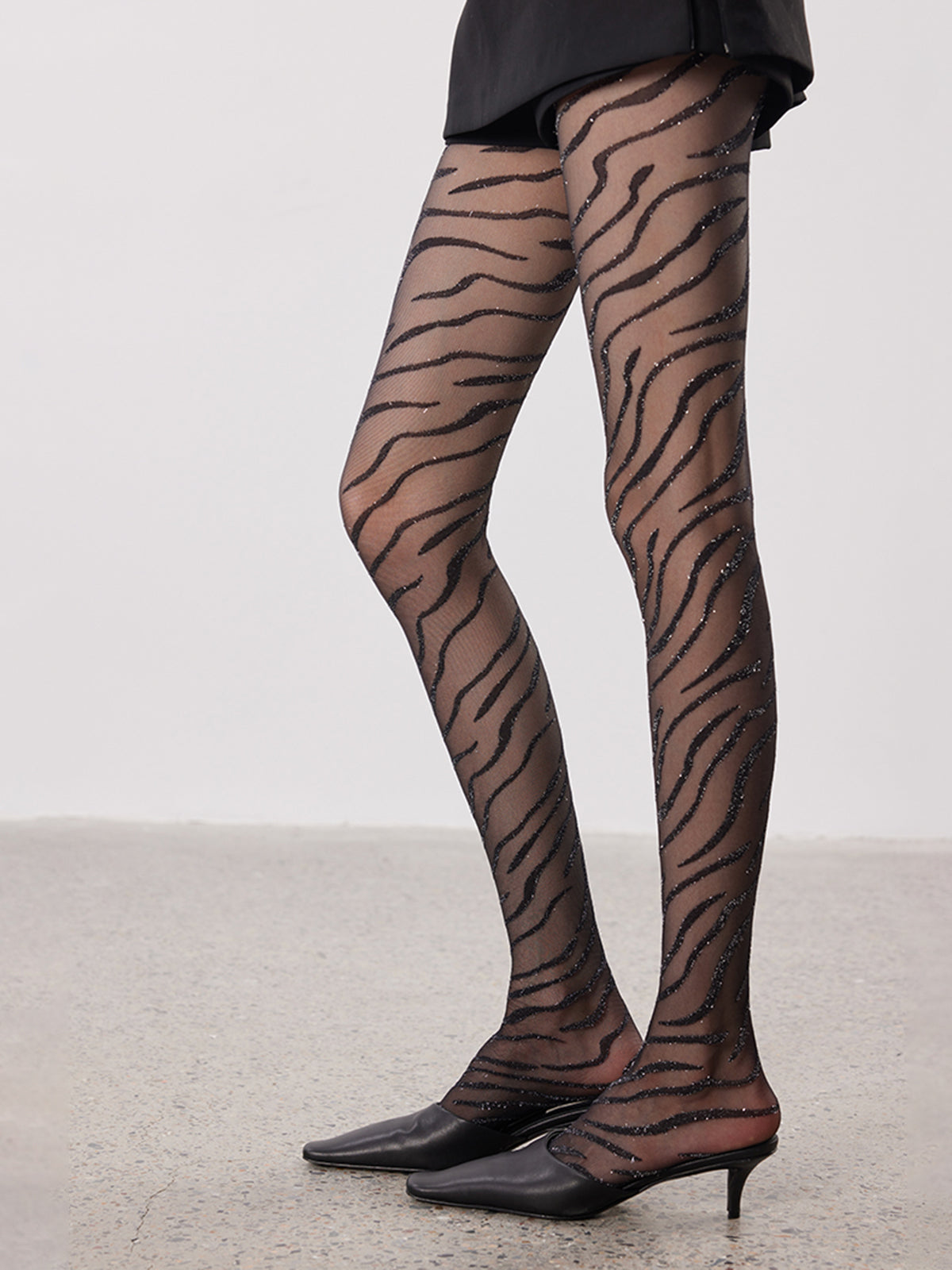 Zebra-Pattern Sheer Tights